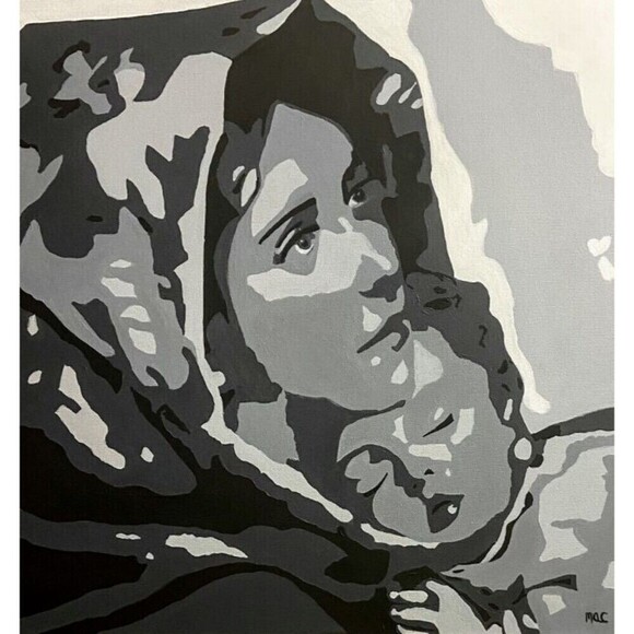 Original Acrylic Painting "THE MADONNA OF MILITARY MOTHERS" Signed 24 x 24 - Picture 1 of 7